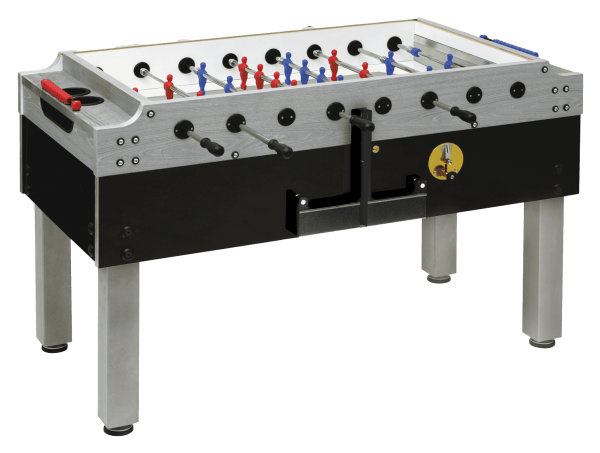 Table football Garlando Olympic Silver with glass cover and mechanical coin validator